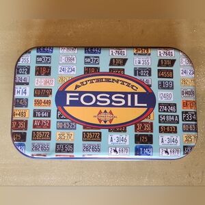 NWT Vintage Fossil Brand License Plates Puzzle In Matching Tin Box
